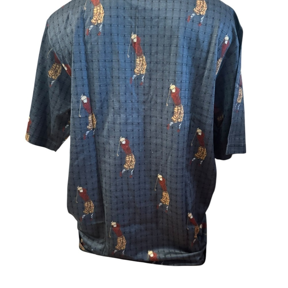 NEW Bobby Jones Collection Golf Shirt L Gray Signature Golfer Print ITALY NWT - Picture 3 of 12